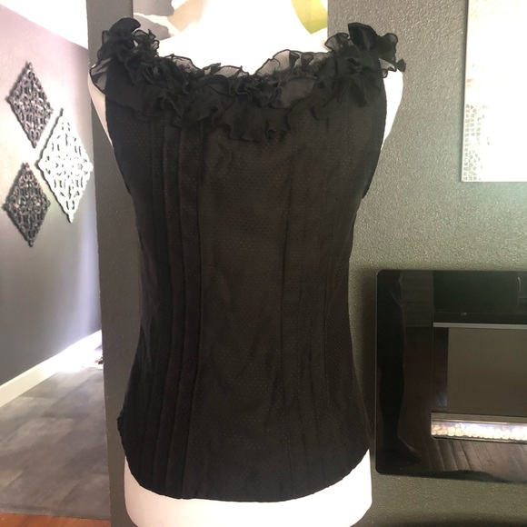 bebe Black Ruffle Top - Picture 5 of 7